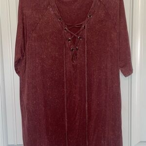 JODIFL Lace-Up Maroon Tunic